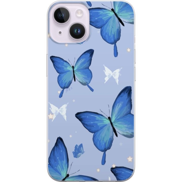 Mobile case for Apple iPhone 14 Plus with Blue butterflies design