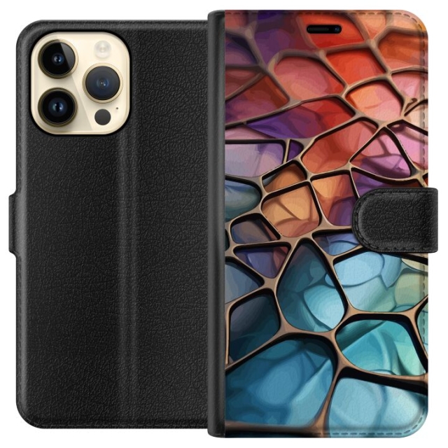 Wallet case for Apple iPhone 14 Pro Max with Metallic pattern design