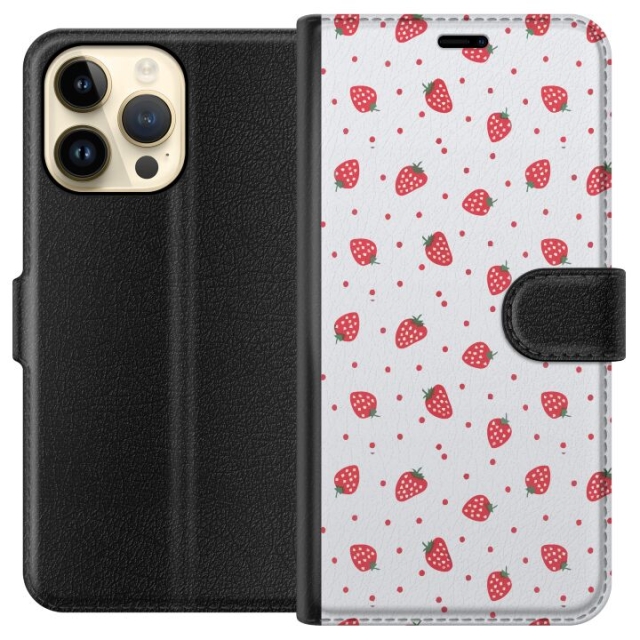 Wallet case for Apple iPhone 14 Pro Max with Strawberries design