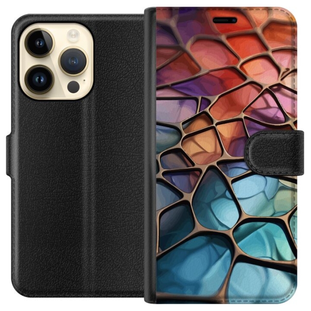 Wallet case for Apple iPhone 15 Pro with Metallic pattern design