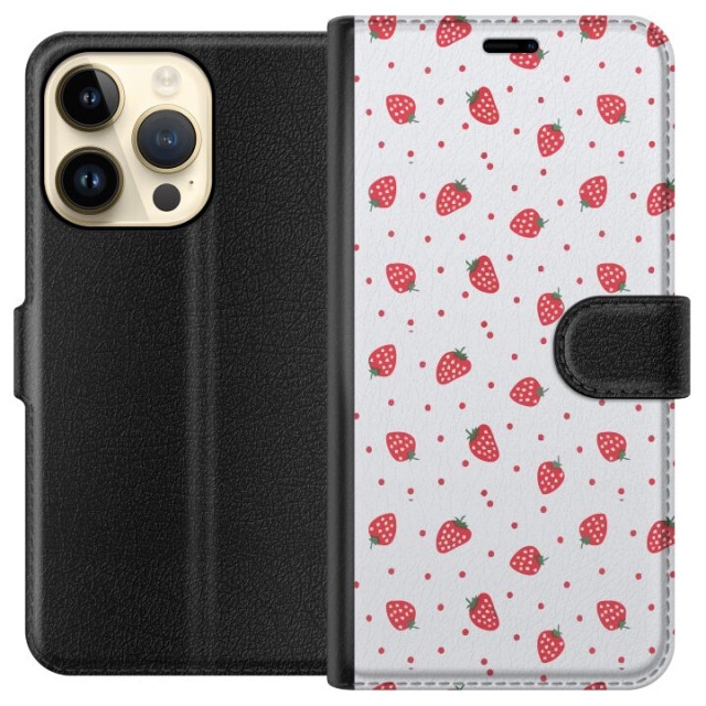 Wallet case for Apple iPhone 15 Pro with Strawberries design