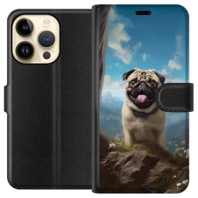 Wallet case for Apple iPhone 15 Pro with Happy Dog design