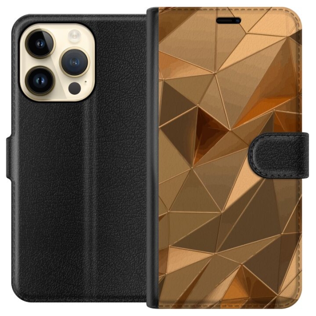 Wallet case for Apple iPhone 15 Pro with 3D Gold design