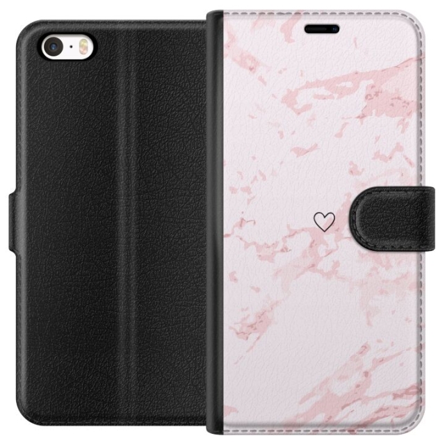Wallet case for Apple iPhone 5 with Pink Heart design