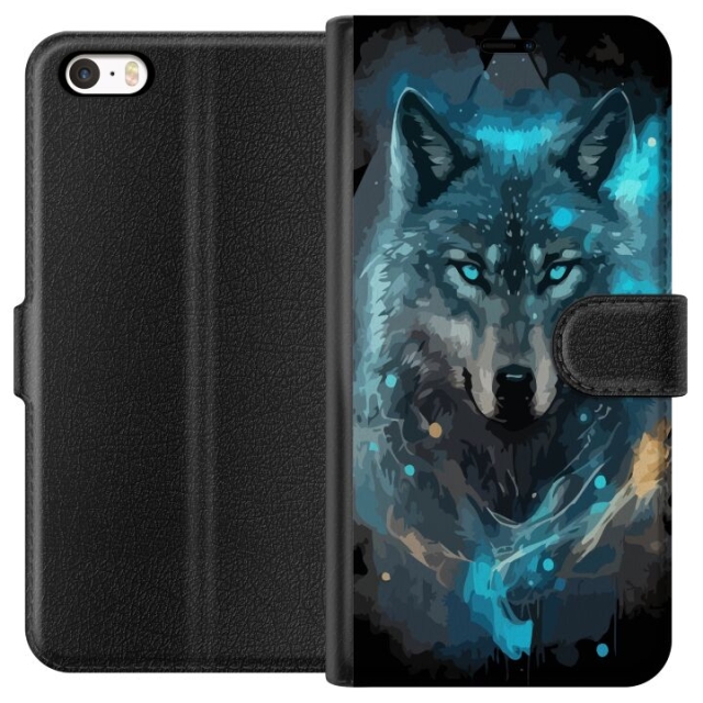 Wallet case for Apple iPhone 5s with Wolf design