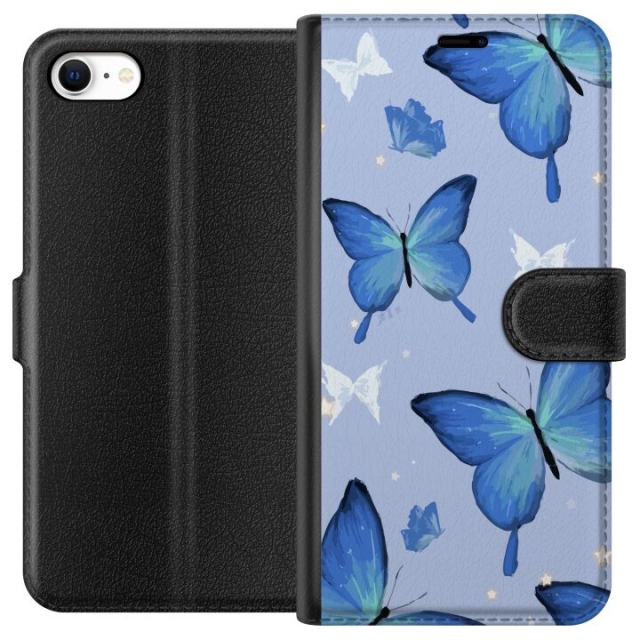 Wallet case for Apple iPhone 6 with Blue butterflies design