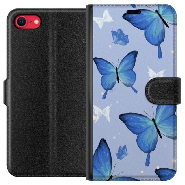 Wallet case for Apple iPhone 7 with Blue butterflies design