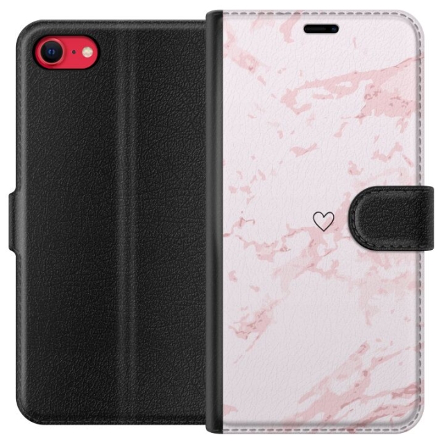 Wallet case for Apple iPhone 7 with Pink Heart design