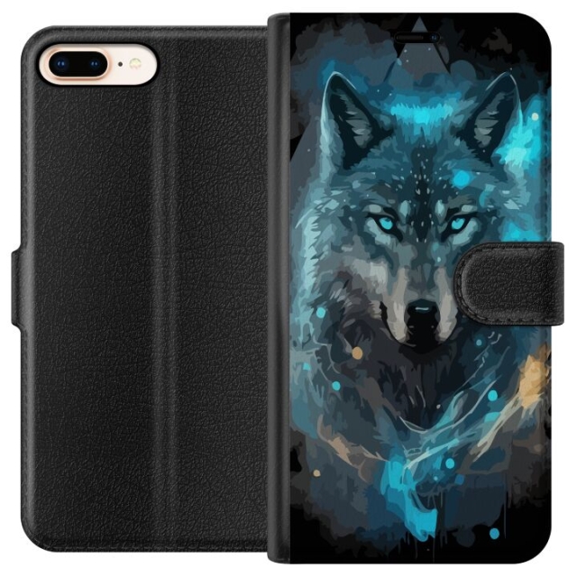 Wallet case for Apple iPhone 7 Plus with Wolf design