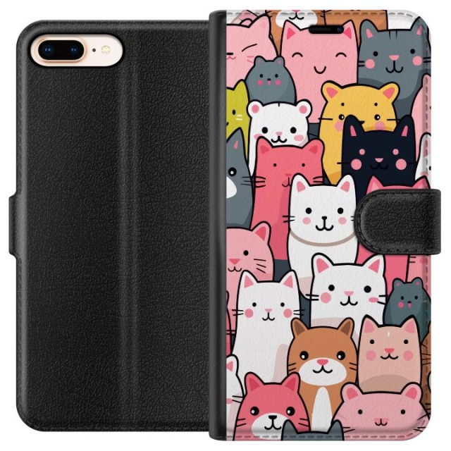 Wallet case for Apple iPhone 7 Plus with Cat pattern design