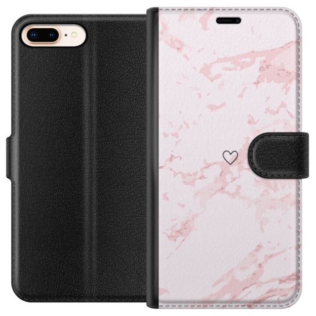 Wallet case for Apple iPhone 7 Plus with Pink Heart design