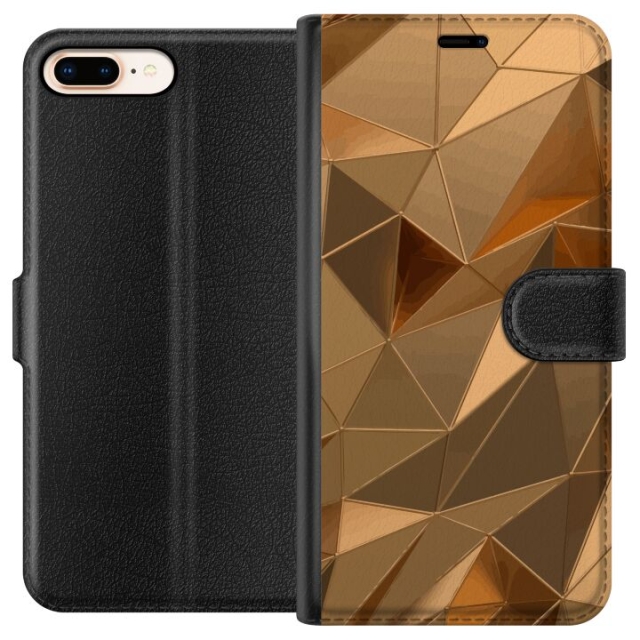 Wallet case for Apple iPhone 7 Plus with 3D Gold design
