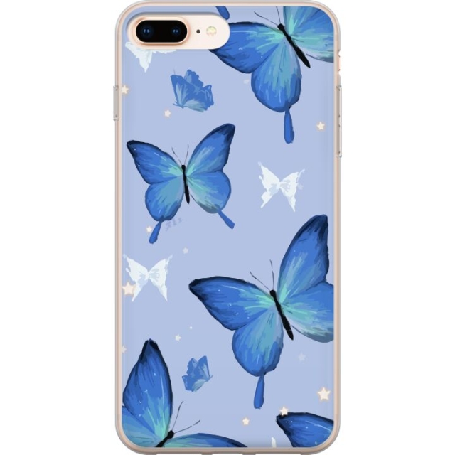 Mobile case for Apple iPhone 7 Plus with Blue butterflies design