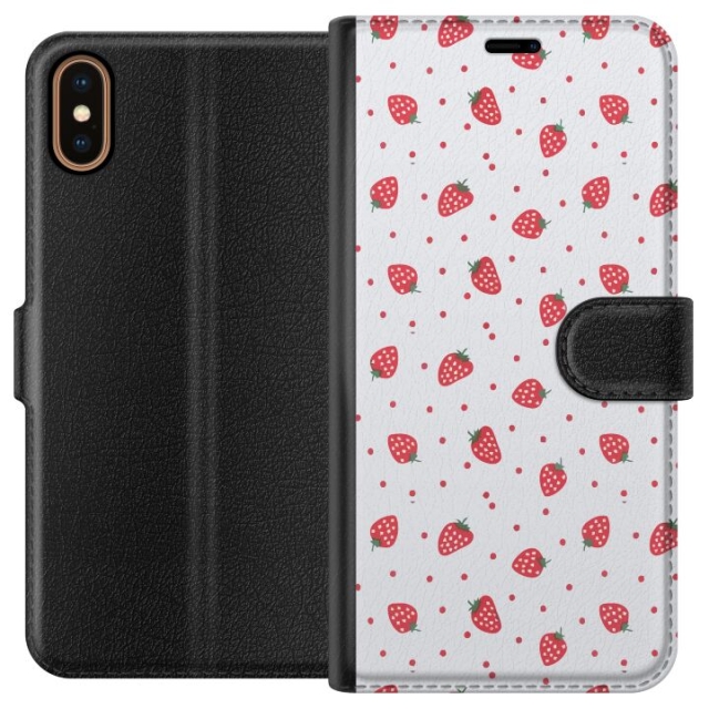 Wallet case for Apple iPhone X with Strawberries design