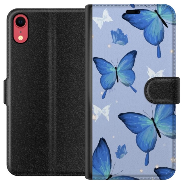 Wallet case for Apple iPhone XR with Blue butterflies design