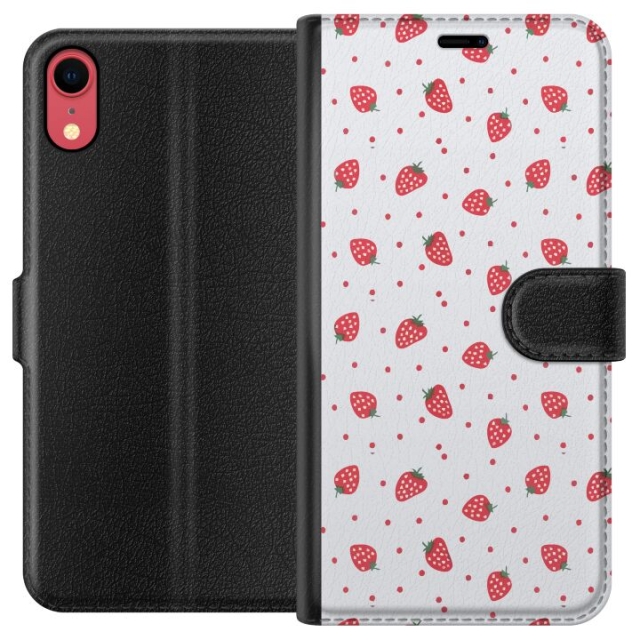 Wallet case for Apple iPhone XR with Strawberries design