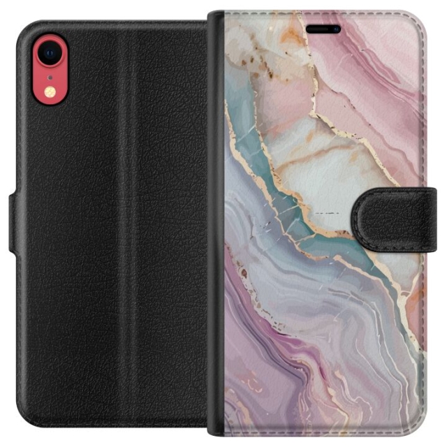 Wallet case for Apple iPhone XR with Marble design