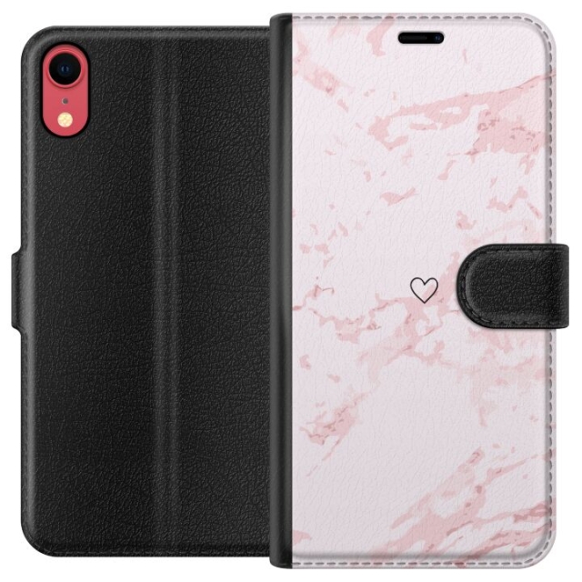 Wallet case for Apple iPhone XR with Pink Heart design