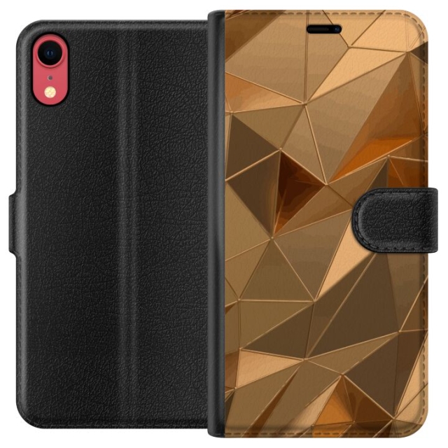 Wallet case for Apple iPhone XR with 3D Gold design