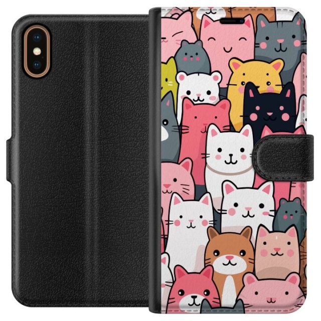 Wallet case for Apple iPhone XS with Cat pattern design