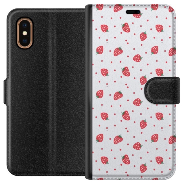 Wallet case for Apple iPhone XS Max with Strawberries design