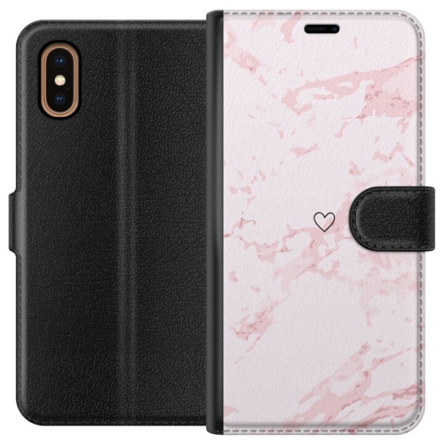 Wallet case for Apple iPhone XS Max with Pink Heart design