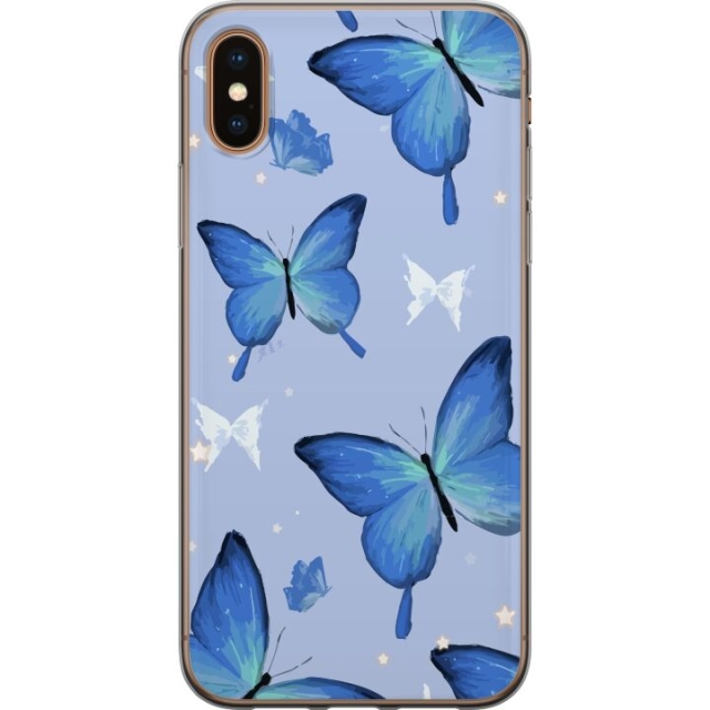Mobile case for Apple iPhone XS Max with Blue butterflies design