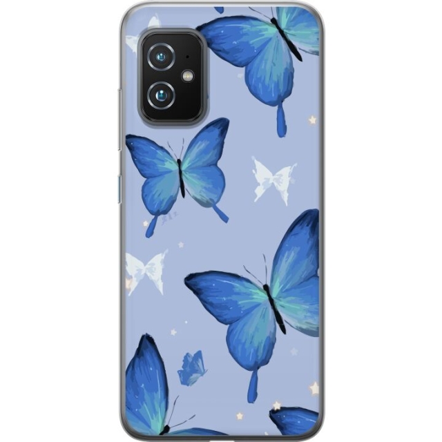 Mobile case for Asus Zenfone 8 with Blue butterflies design