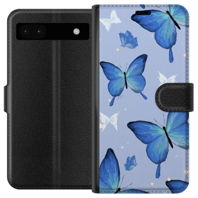 Wallet case for Google Pixel 6a with Blue butterflies design