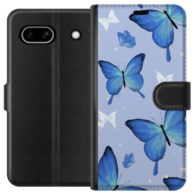 Wallet case for Google Pixel 7a with Blue butterflies design