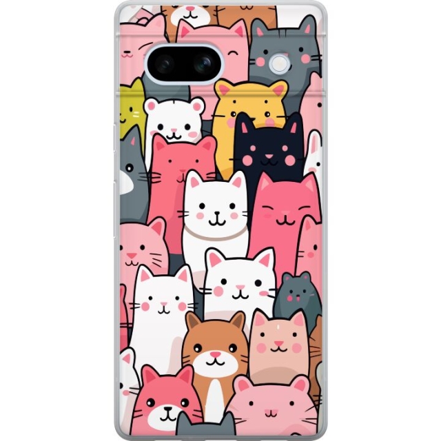 Mobile case for Google Pixel 7a with Cat pattern design