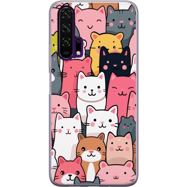 Mobile case for Honor 20 Pro with Cat pattern design