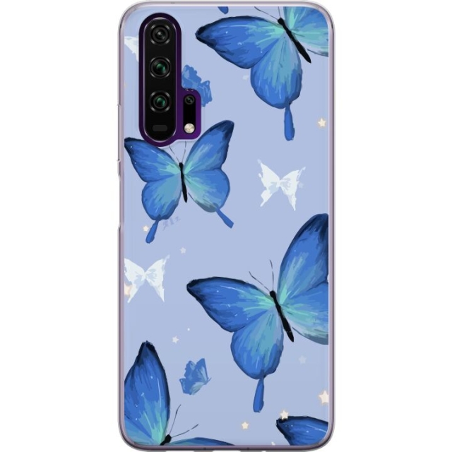 Mobile case for Honor 20 Pro with Blue butterflies design