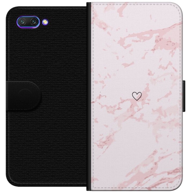 Wallet case for Honor 10 with Pink Heart design
