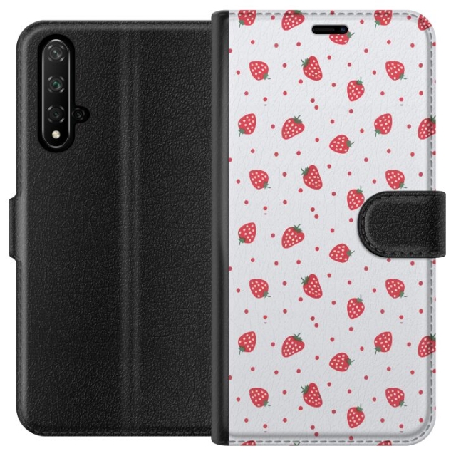 Wallet case for Honor 20 with Strawberries design