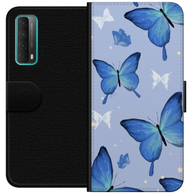 Wallet case for Huawei P smart 2021 with Blue butterflies design