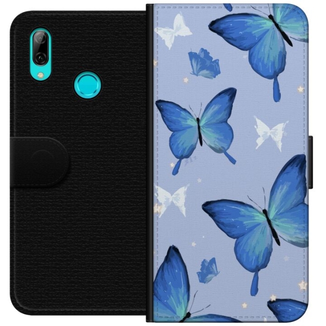 Wallet case for Huawei P smart 2019 with Blue butterflies design