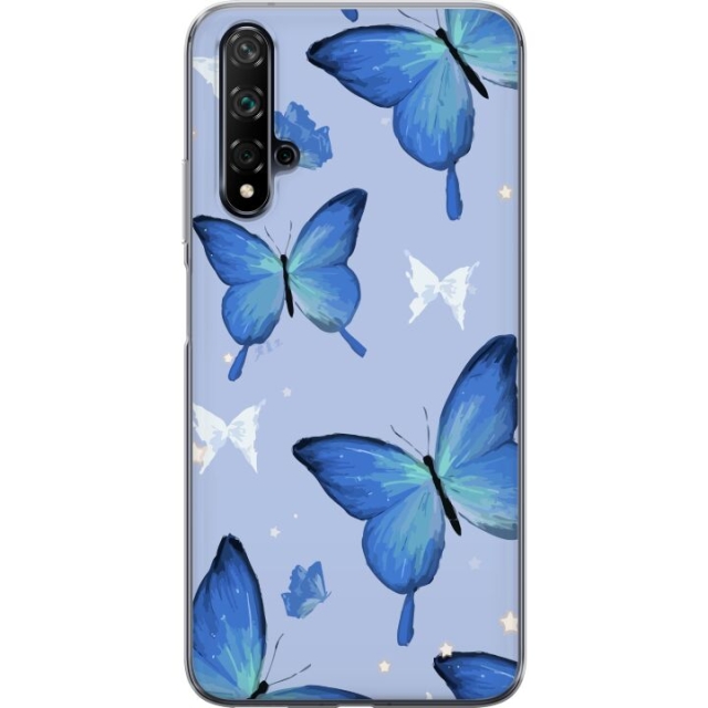 Mobile case for Huawei nova 5T with Blue butterflies design