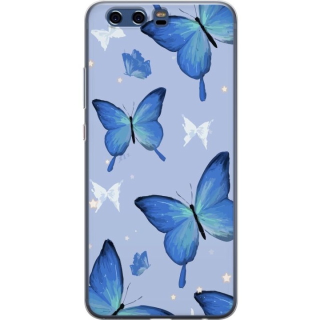 Mobile case for Huawei P10 with Blue butterflies design