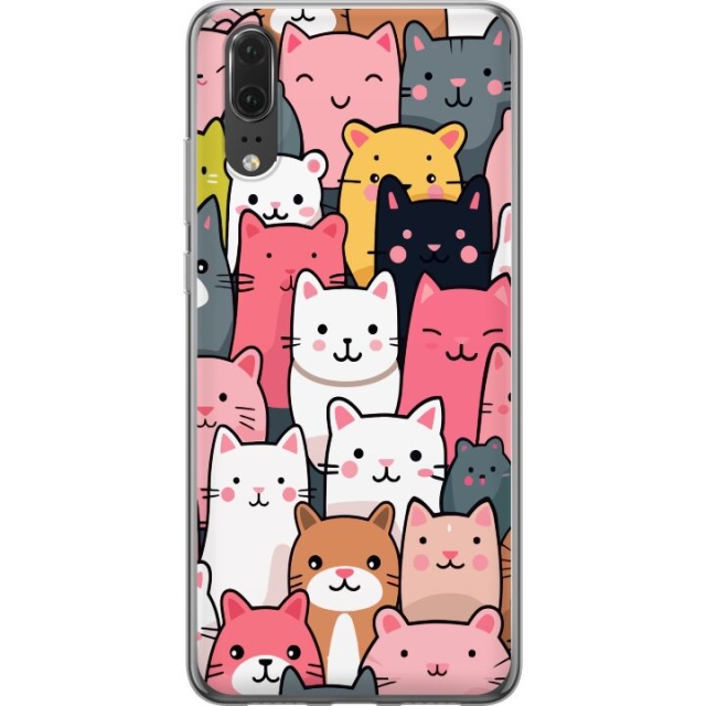 Mobile case for Huawei P20 with Cat pattern design