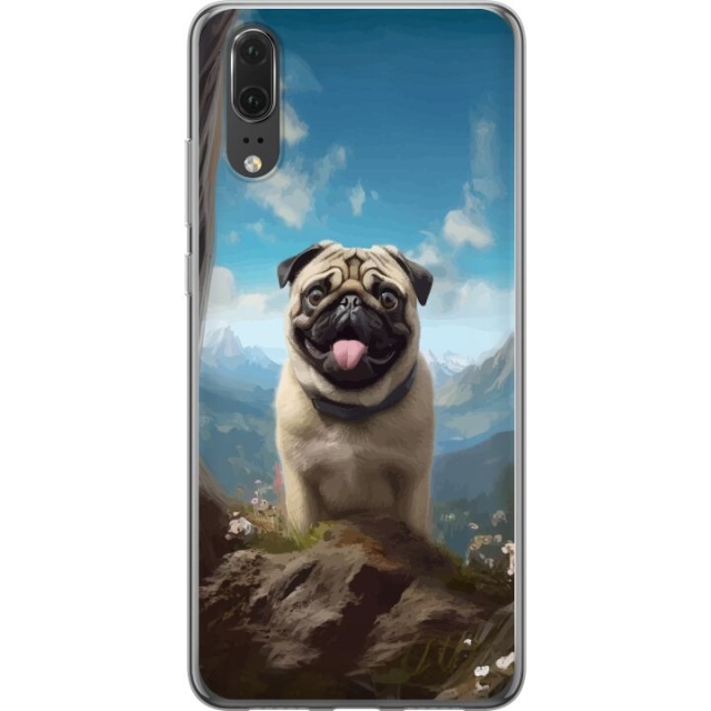 Mobile case for Huawei P20 with Happy Dog design