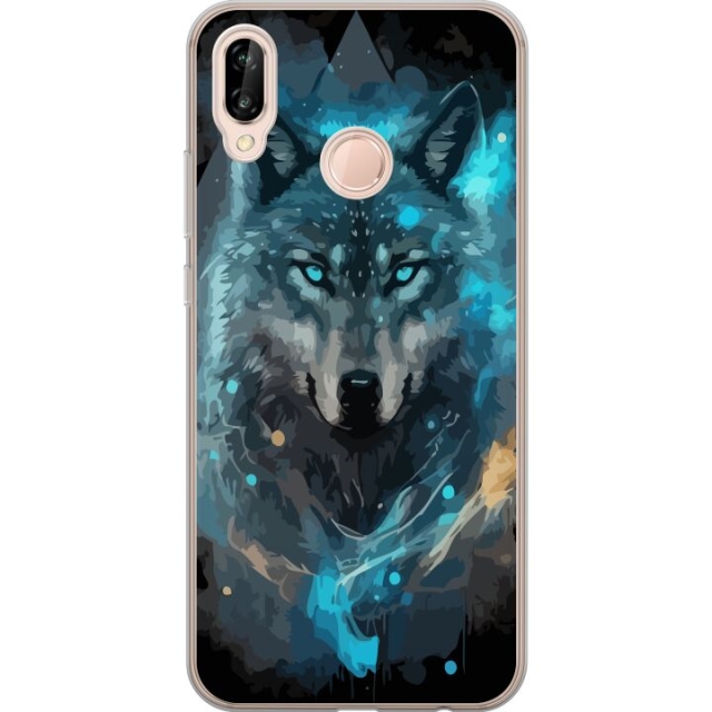 Mobile case for Huawei P20 lite with Wolf design