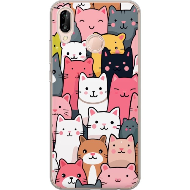 Mobile case for Huawei P20 lite with Cat pattern design