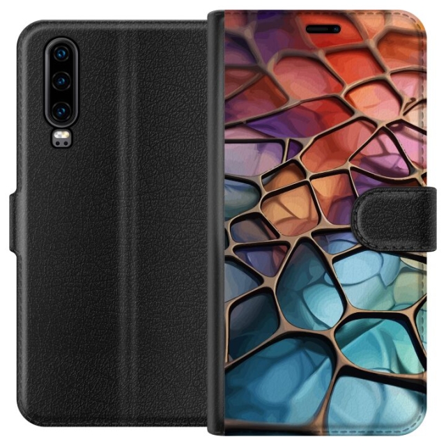 Wallet case for Huawei P30 with Metallic pattern design