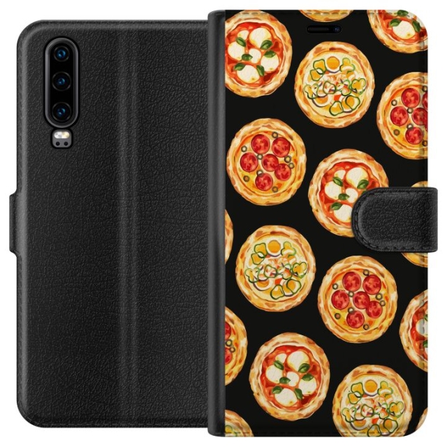 Wallet case for Huawei P30 with Pizza design