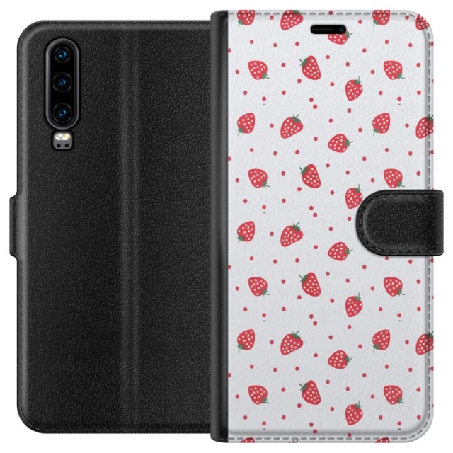 Wallet case for Huawei P30 with Strawberries design