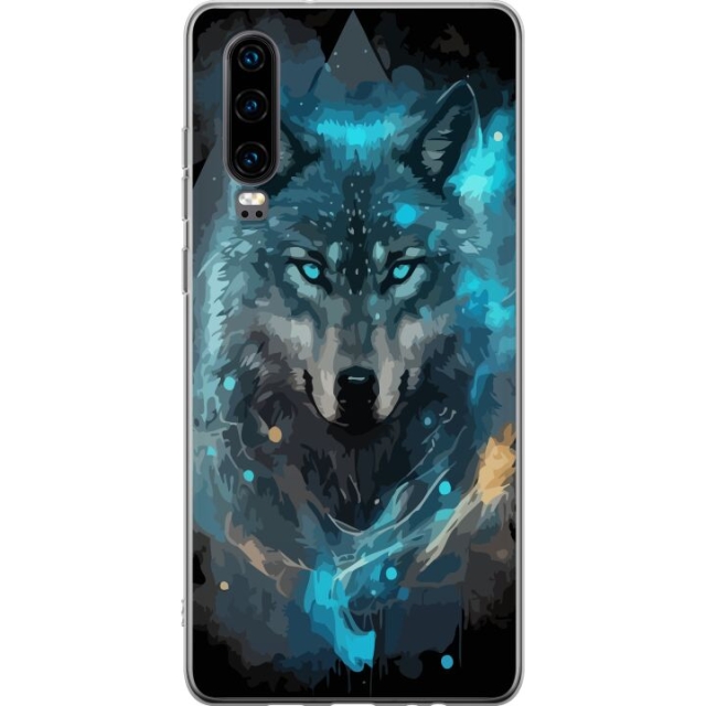 Mobile case for Huawei P30 with Wolf design