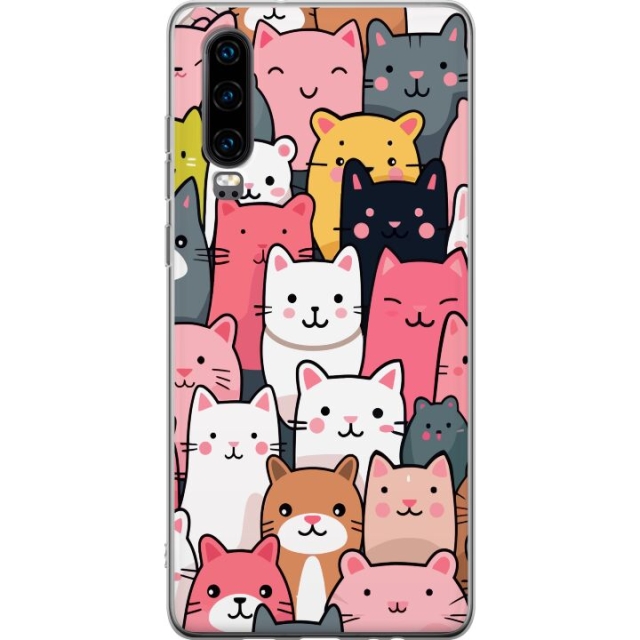 Mobile case for Huawei P30 with Cat pattern design