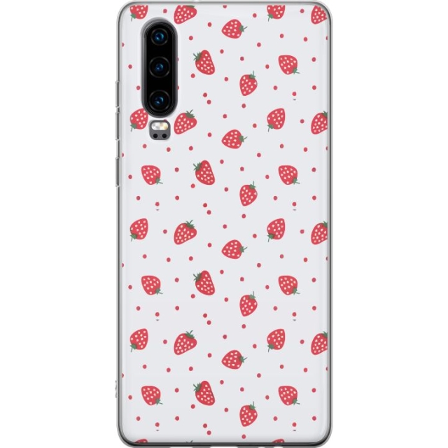 Mobile case for Huawei P30 with Strawberries design