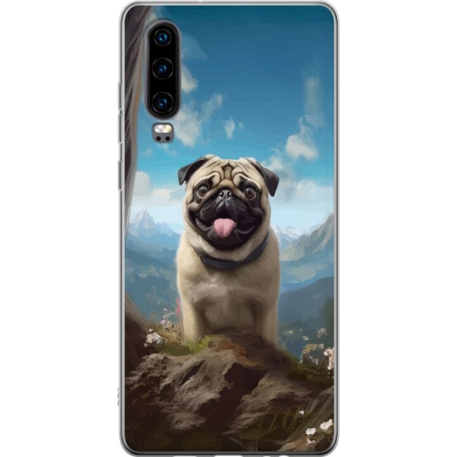 Mobile case for Huawei P30 with Happy Dog design
